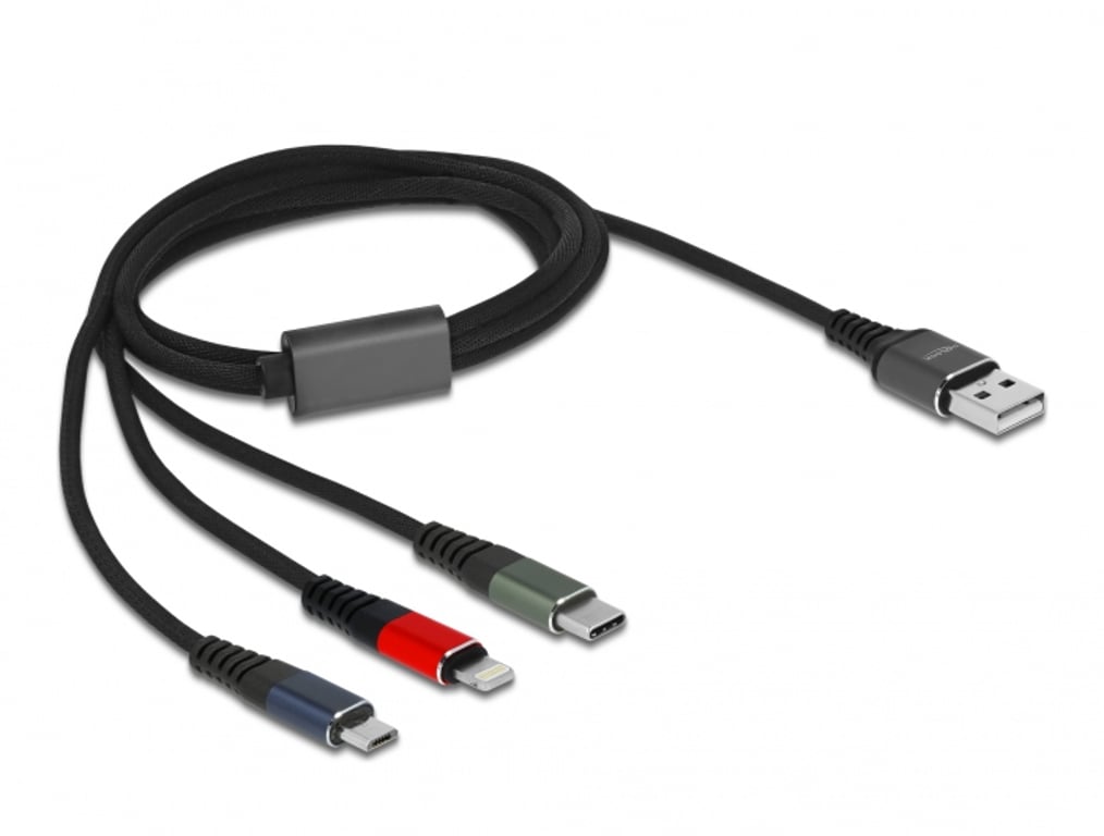 DeLOCK 87277 kabel USB 1 m USB 2.0 USB A Micro-USB B/Lightning/Apple 30-pin Zielony, Czarny, Czerwony, Niebieski