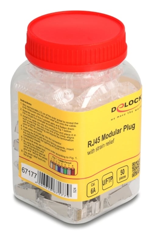 DeLOCK 67177 wtyczka RJ45 Srebrny, Przezroczysty