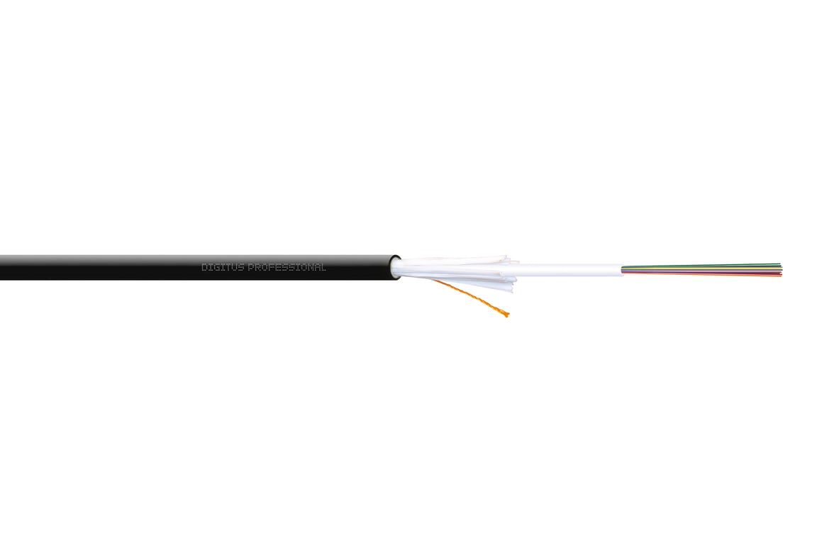 Digitus Kabel światłowodowy wielomodowy uniwersalny 12 włókien OM3 50/125, Dca, LSOH, 1500N, A/I-DQ(ZN)BH, czarny, długość docinana na zamówienie