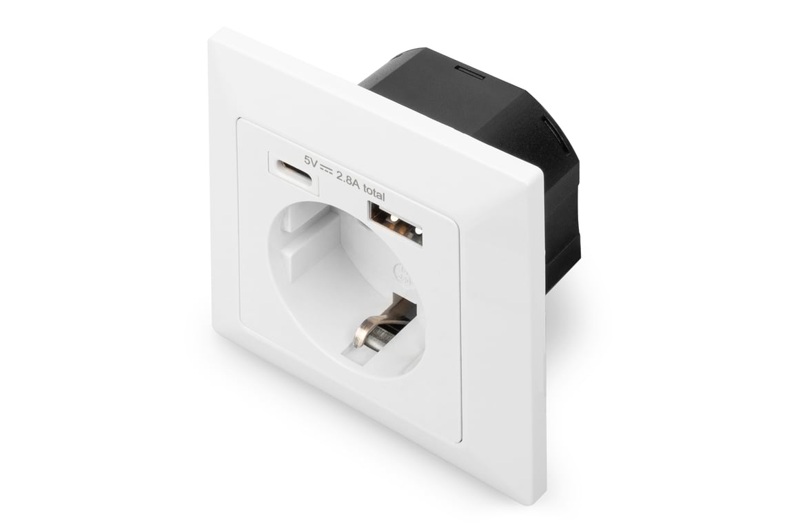 Digitus Gniazdo zabezpieczające do montażu podtynkowego z 1x USB Type-C™, 1x USB A