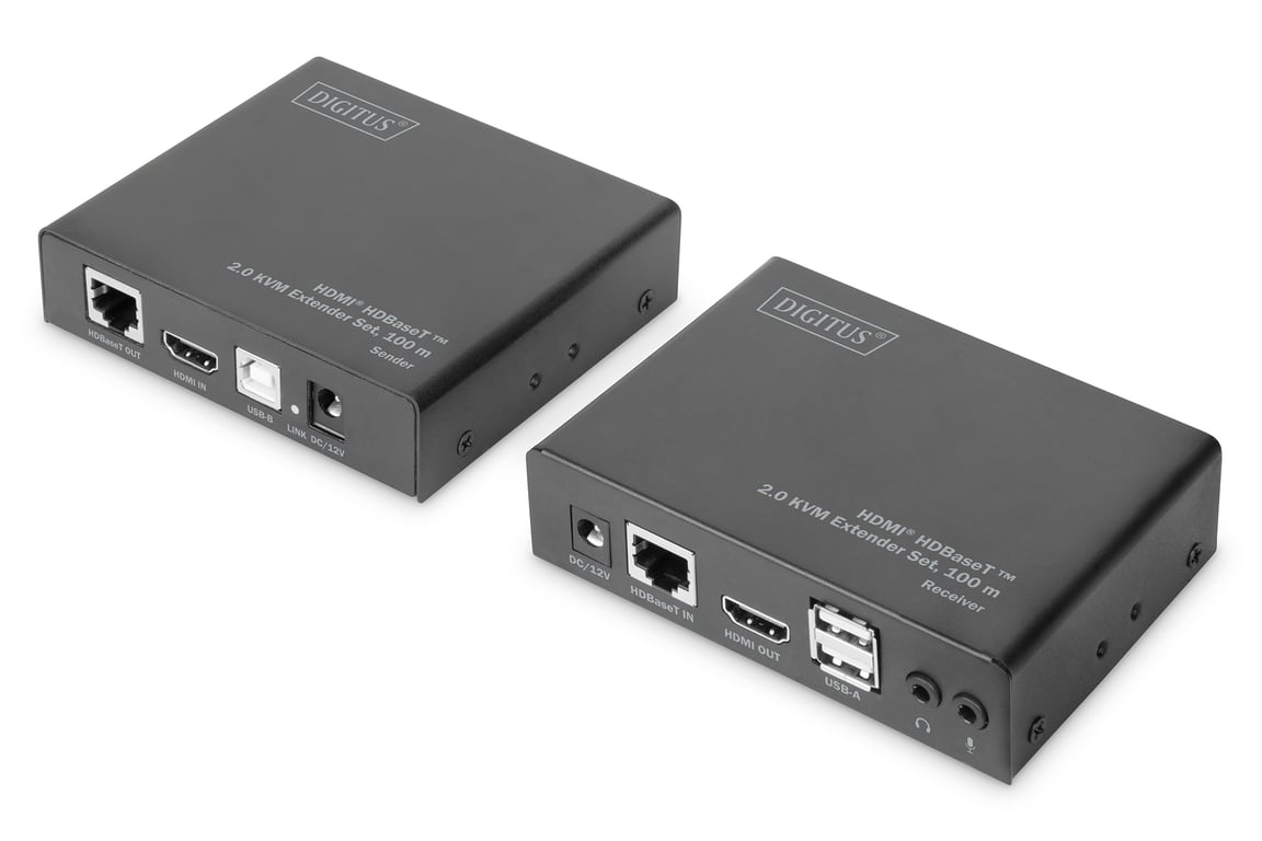 Digitus Zestaw wzmacniacza sygnału HDMI® HDBaseT™ 2.0 KVM, 100 m, 4K