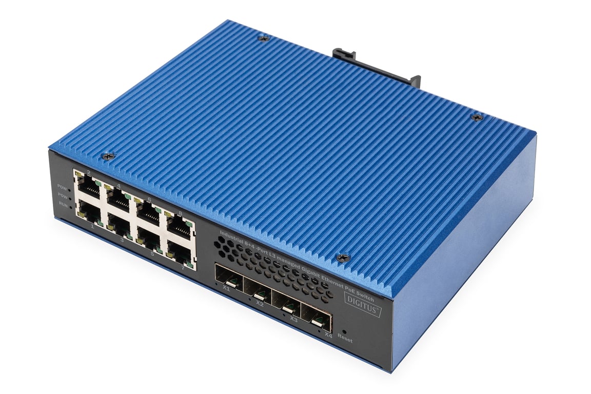 Digitus Przełącznik klasy przemysłowej Gigabit Ethernet PoE 8 + 4 10G z portem Uplink L3