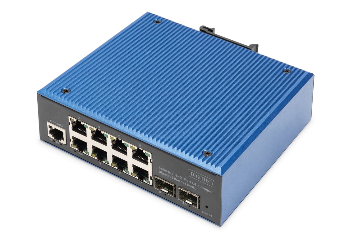 Digitus Przemysłowy przełącznik zarządzalny Gigabit Ethernet L2, 8+2 porty