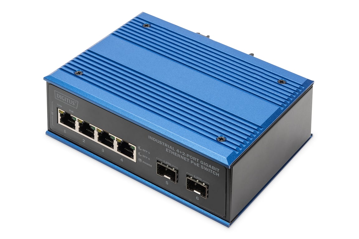 Digitus Przemysłowy przełącznik Gigabit Ethernet PoE, 4+2 porty