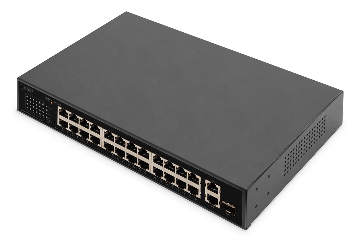 Digitus Przełącznik 24-portowy PoE FE, 2 porty uplink (SFP / RJ45)
