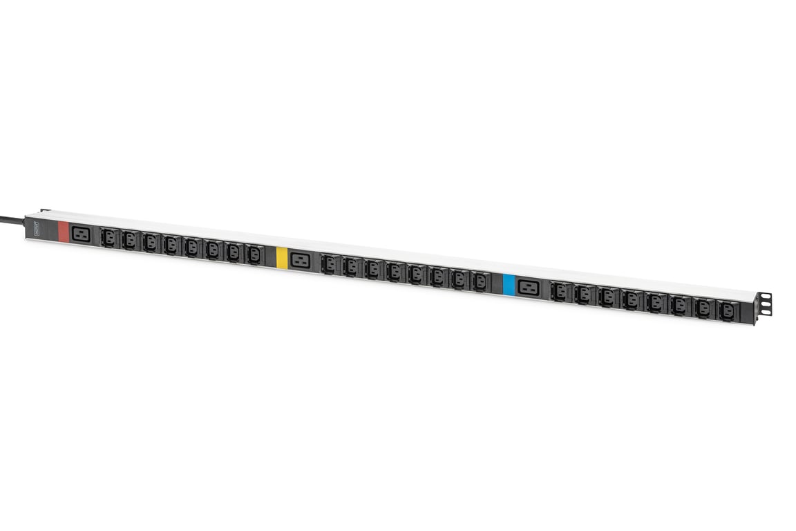 Digitus Podstawowe rozwiązanie PDU do IT, urządzenie 3-fazowe 16 A, 24 x C13, 3 x C19, przewód zasilający 3 m, złącze męskie IEC 60309 16 A