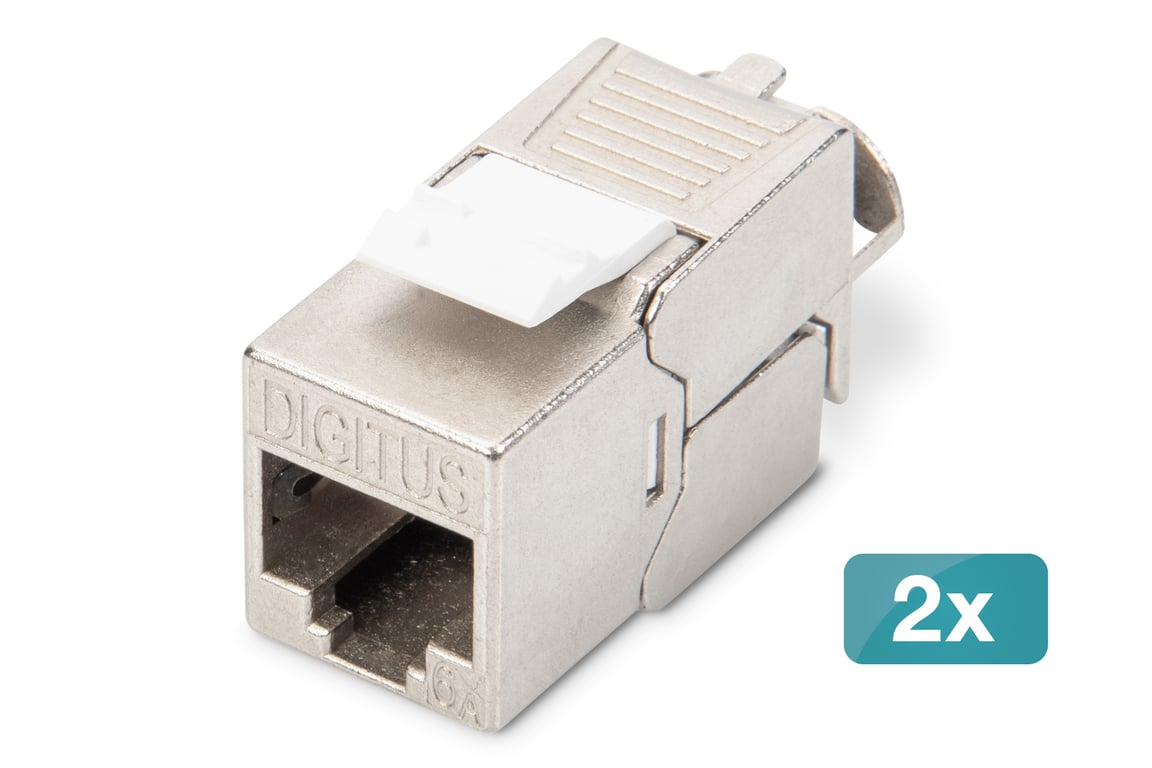 Digitus Moduł CAT 6A Keystone, ekranowany, beznarzędziowe złącze montażowe - 2 szt.
