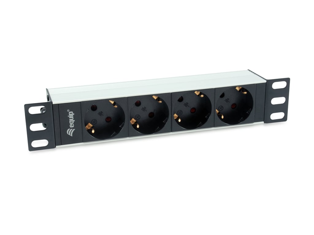 Equip 333311 rozdzielacz zasilania PDU 4 x gniazdo sieciowe 1U Czarny, Srebrny