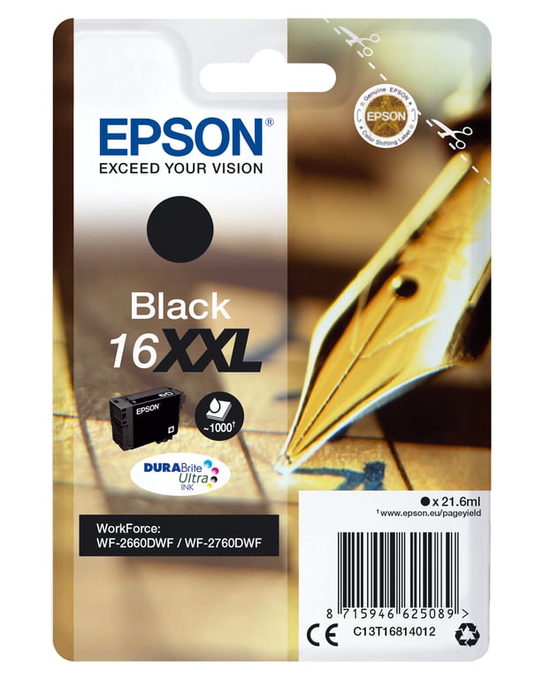 Epson C13T16814012 nabój z tuszem 1 szt. Oryginalny Ekstra (Super) Wysoka wydajność Czarny