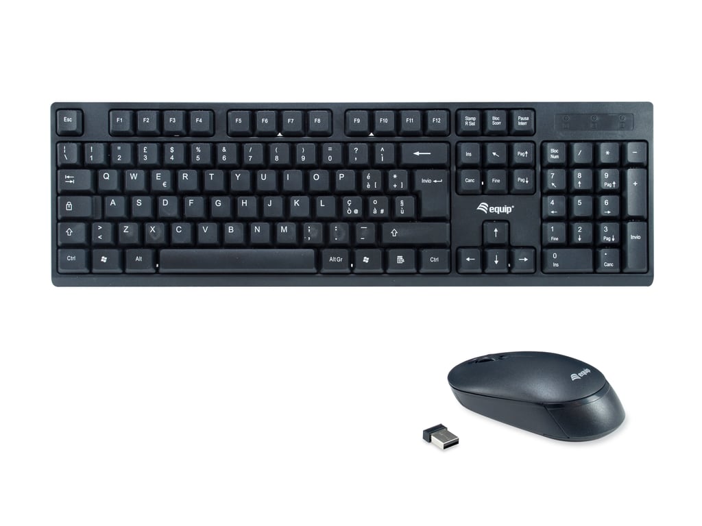 Equip 245223 klawiatura Dołączona myszka RF Wireless QWERTY Włoski Czarny