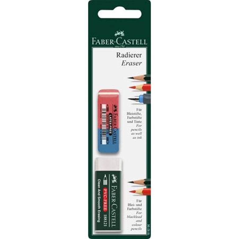Faber-Castell 188296 gumka Guma Niebieski, Czerwony, Biały 2 szt.