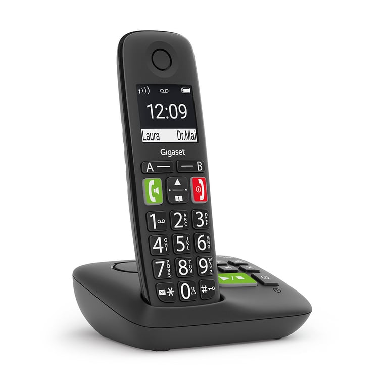 Gigaset E290A Telefon analogowy/DECT Nazwa i identyfikacja dzwoniącego Czarny