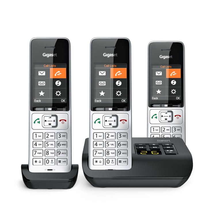 Gigaset COMFORT 500A Trio Telefon analogowy/DECT Nazwa i identyfikacja dzwoniącego Czarny, Srebrny