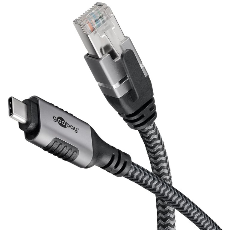 Goobay 70699 zmieniacz płci / kabli USB C RJ-45 Czarny, Srebrny