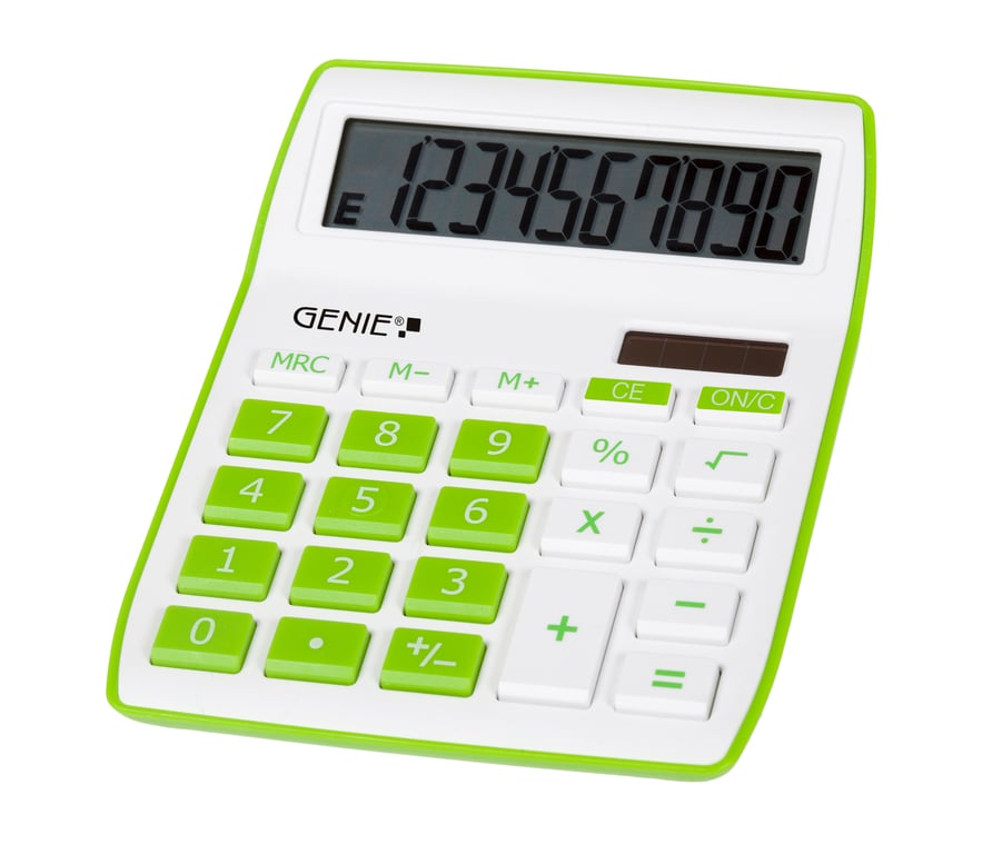 Genie 840 G kalkulator Komputer stacjonarny Wyświetlacz kalkulatora Zielony, Biały