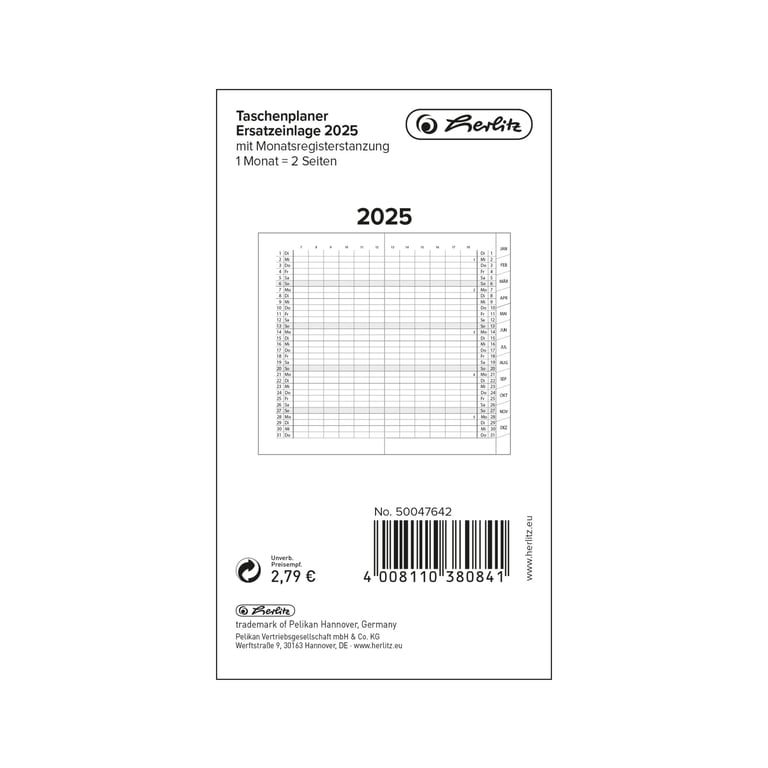 Herlitz 50047642 kalendarz Kieszeń