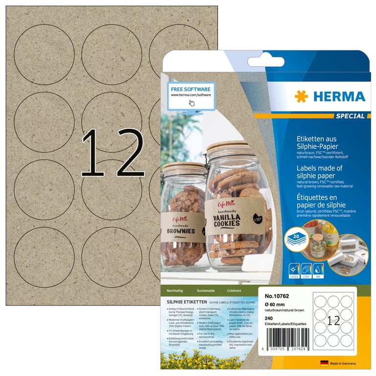 HERMA 10762 samoprzylepne etykiety Okrągły Na stałe Brązowy 240 szt.