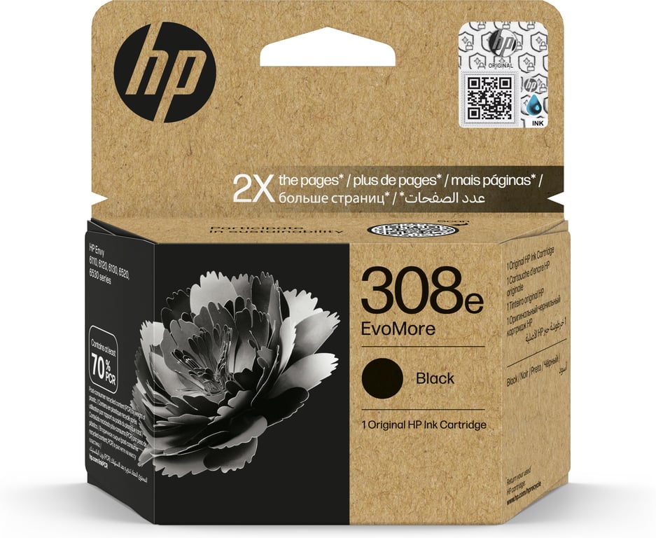 HP Oryginalny czarny tusz 308e EvoMore