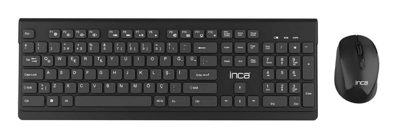 Inca IWS-519 klawiatura Dołączona myszka RF Wireless QWERTY Turecki Czarny