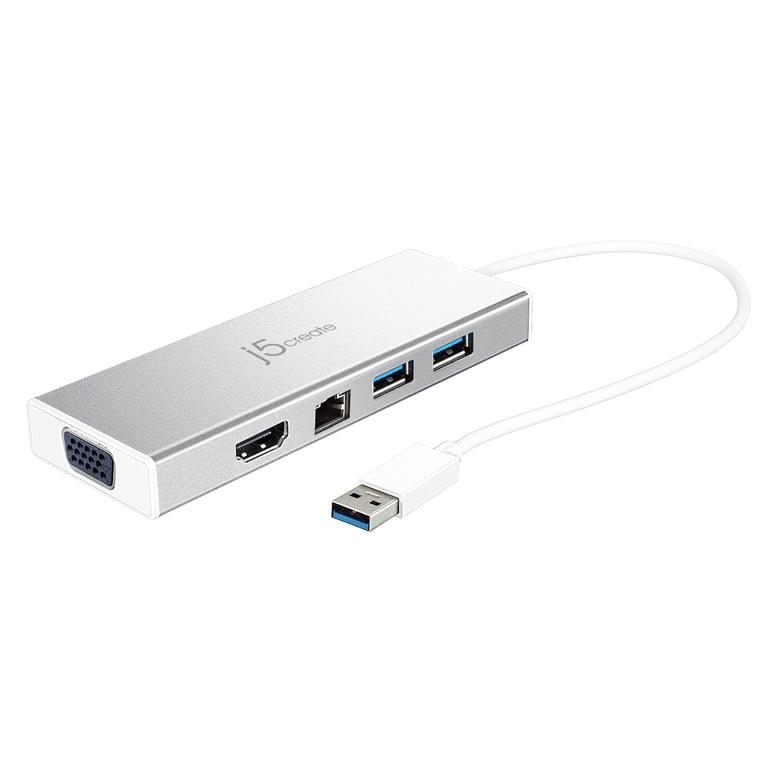 j5create JUD380 Przewodowa USB 3.2 Gen 1 (3.1 Gen 1) Type-A Srebrny