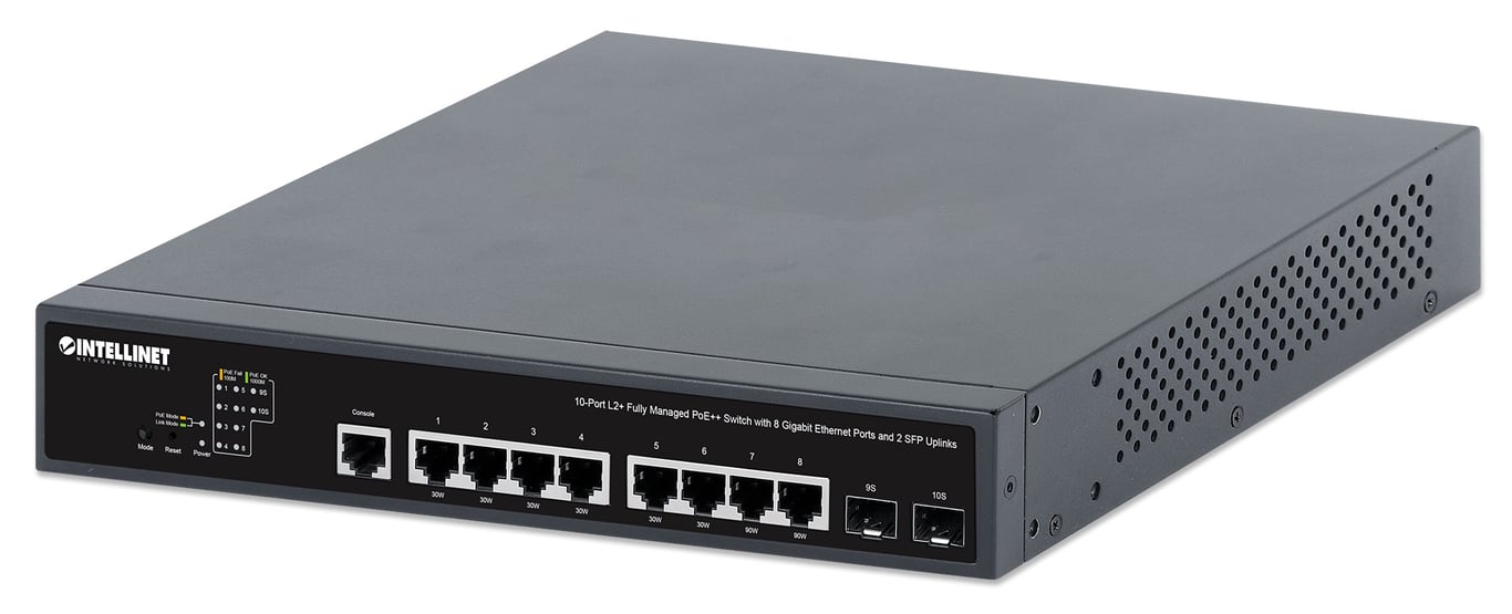 Intellinet 562003 łącza sieciowe Zarządzany L2+/L3 Gigabit Ethernet (10/100/1000) Obsługa PoE 1U Czarny