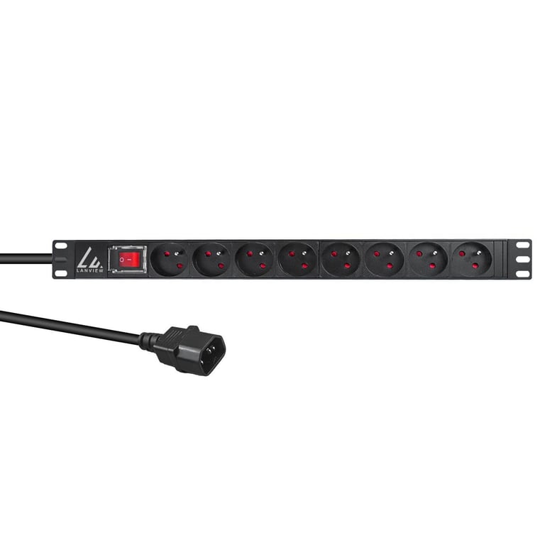 Lanview LVR-2MSCH-SW-C13-8 rozdzielacz zasilania PDU 8 x gniazdo sieciowe 1U Czarny