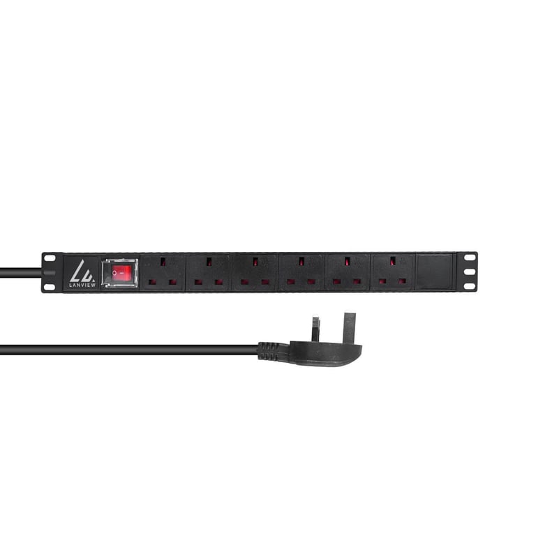 Lanview LVR-3MUK-SW-UK6 rozdzielacz zasilania PDU 6 x gniazdo sieciowe 1.4U Czarny