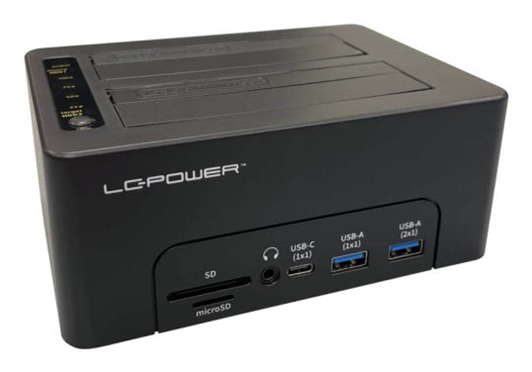 LC-Power LC-DOCK-C-MULTI-HUB stacja dokująca do dysków twardych USB 3.2 Gen 2 (3.1 Gen 2) Type-C Czarny