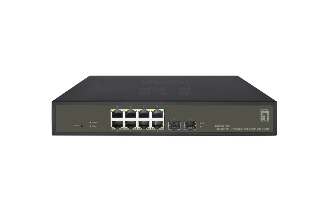 LevelOne GES-2110P łącza sieciowe Zarządzany L2 Gigabit Ethernet (10/100/1000) Obsługa PoE Czarny