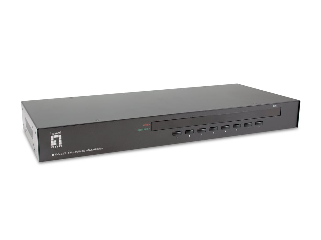 LevelOne KVM-3208 przełącznik KVM Możliwości montowania w stelażu Czarny