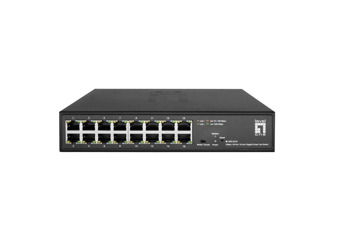 LevelOne GES-2216 łącza sieciowe Zarządzany L2 Gigabit Ethernet (10/100/1000) Czarny