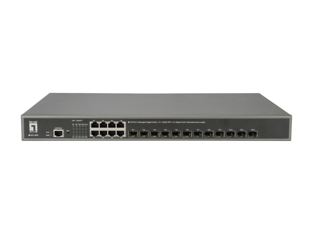 LevelOne GTL-2091 łącza sieciowe Zarządzany L3 Gigabit Ethernet (10/100/1000) Szary