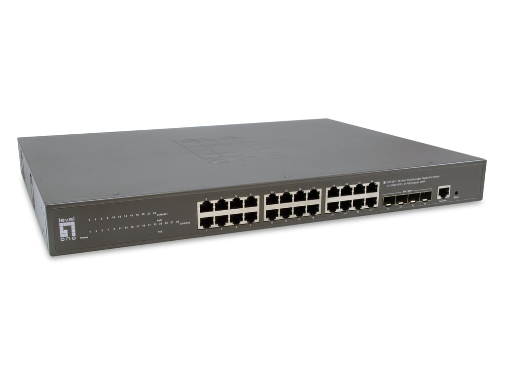LevelOne GTP-2871 łącza sieciowe Zarządzany L3 Gigabit Ethernet (10/100/1000) Obsługa PoE Szary