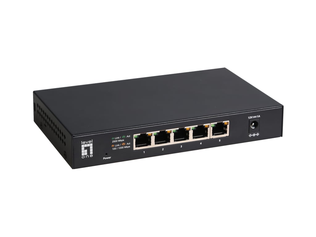 LevelOne GEU-0525 łącza sieciowe Nie zarządzany 2.5G Ethernet (100/1000/2500) Czarny