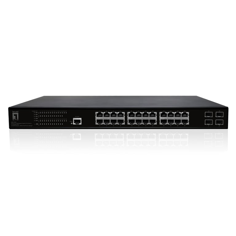 LevelOne GEP-2861 łącza sieciowe Zarządzany L2 Gigabit Ethernet (10/100/1000) Obsługa PoE 1U Czarny