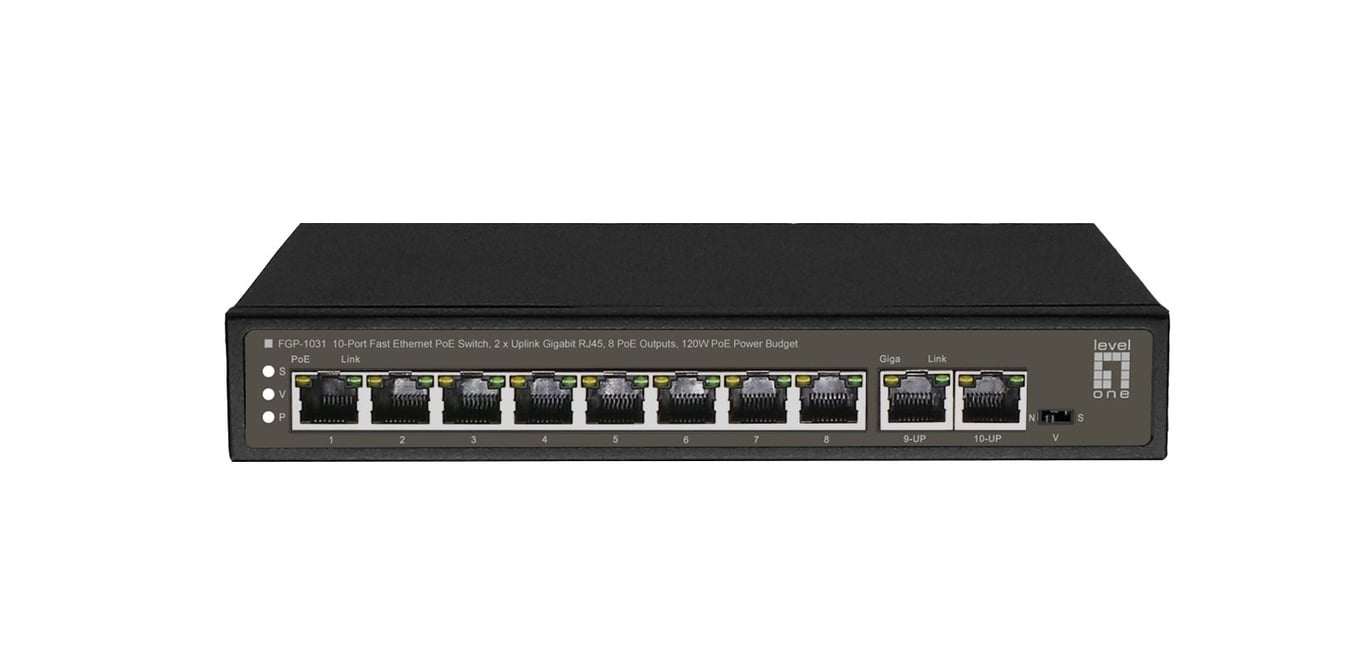 LevelOne FGP-1031 łącza sieciowe Nie zarządzany Gigabit Ethernet (10/100/1000) Obsługa PoE Czarny