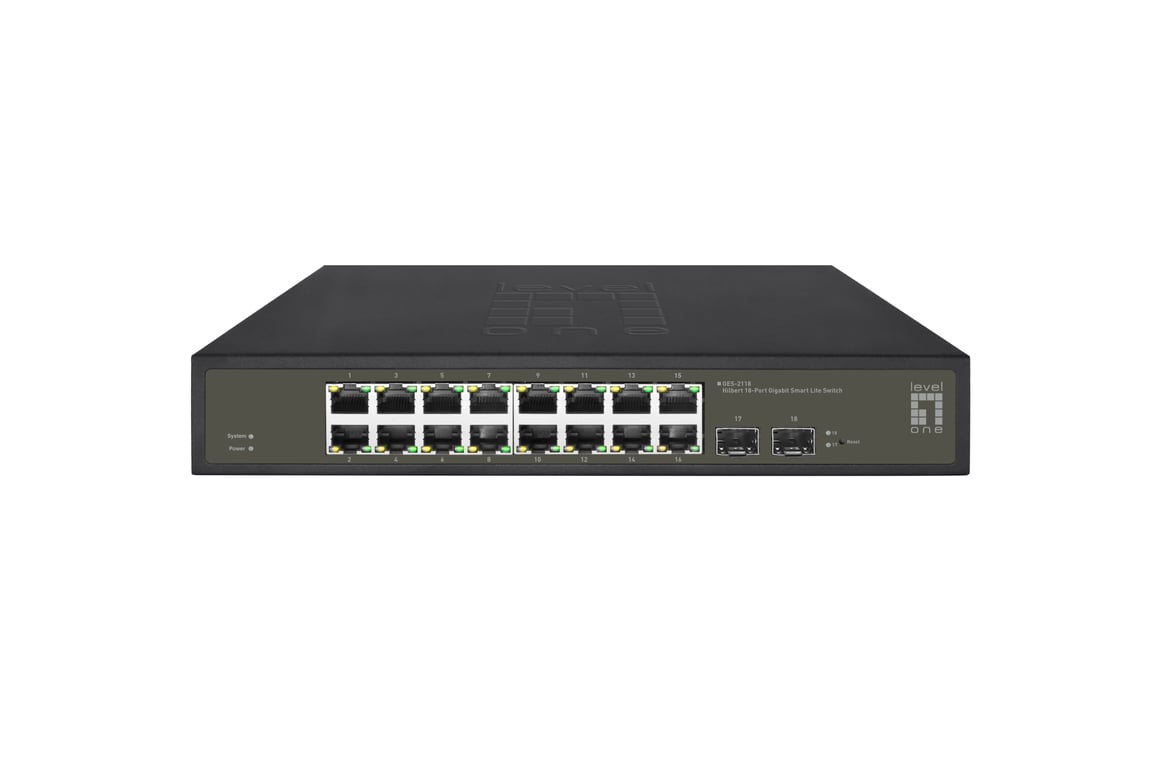 LevelOne GES-2118 łącza sieciowe Zarządzany L2 Gigabit Ethernet (10/100/1000) Czarny