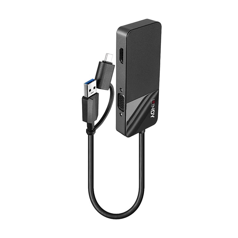 Lindy 43354 stacja dokująca USB 3.2 Gen 1 (3.1 Gen 1) Type-A + Type-C Czarny