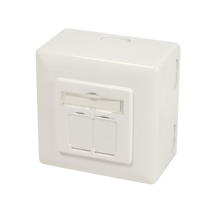 LogiLink NP0124 gniazdko elektryczne 2 x RJ-45 Metaliczny, Biały