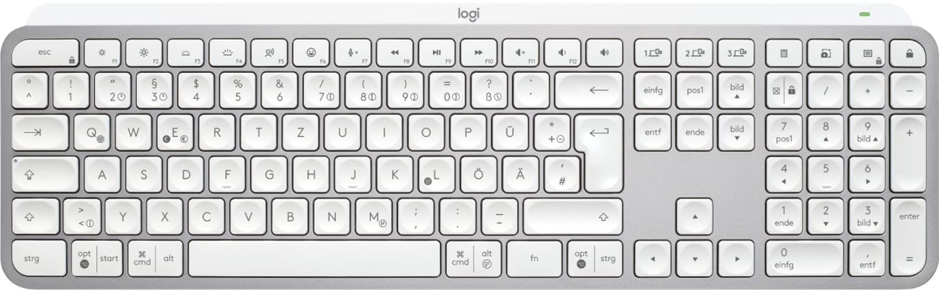 Logitech MX Keys S klawiatura Uniwersalne RF Wireless + Bluetooth QWERTZ Niemiecki Aluminium, Biały