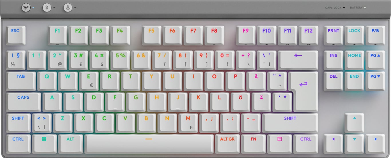 Logitech G G515 klawiatura Gaming USB + RF Wireless + Bluetooth QWERTY Duński, Fiński, Norweski, Szwecki Biały