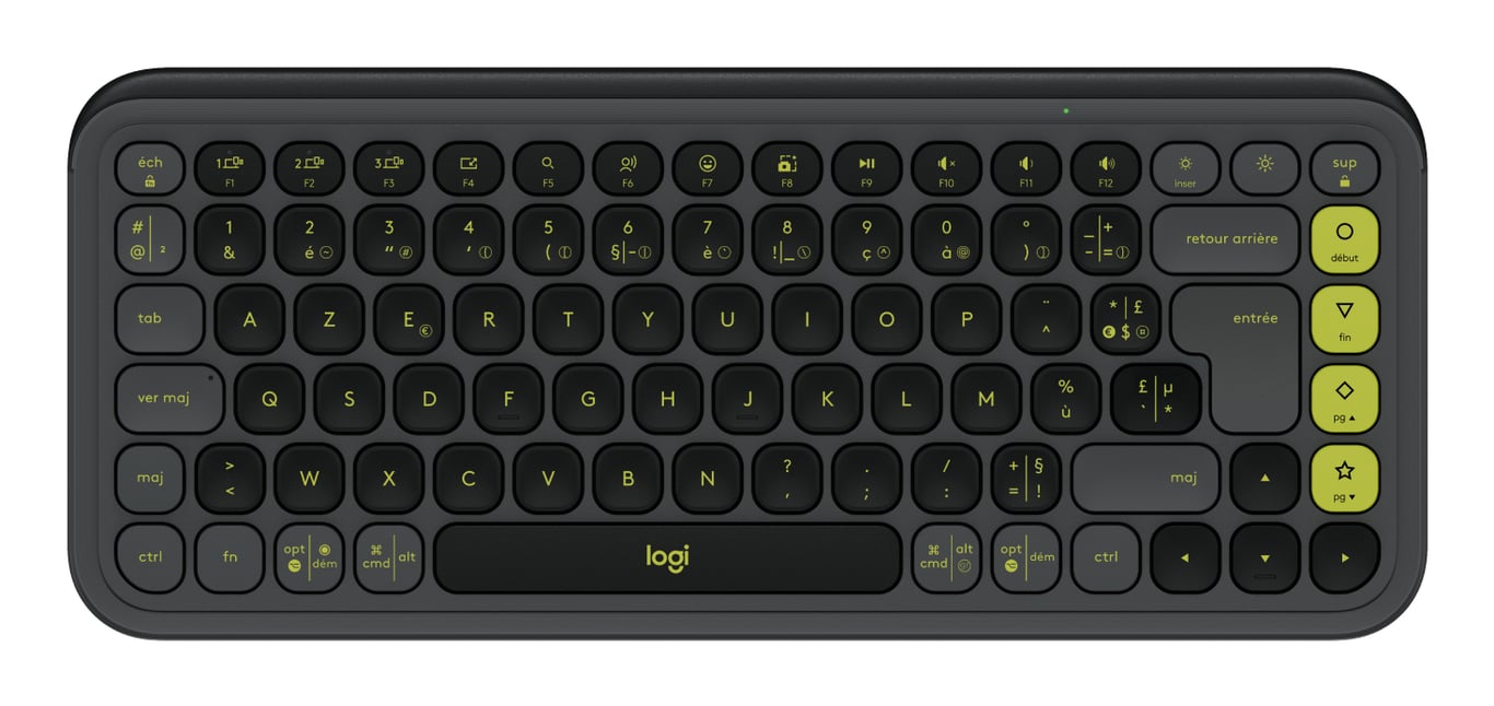Logitech POP Icon Keys klawiatura Uniwersalne Bluetooth AZERTY Francuski Grafitowy, Zielony