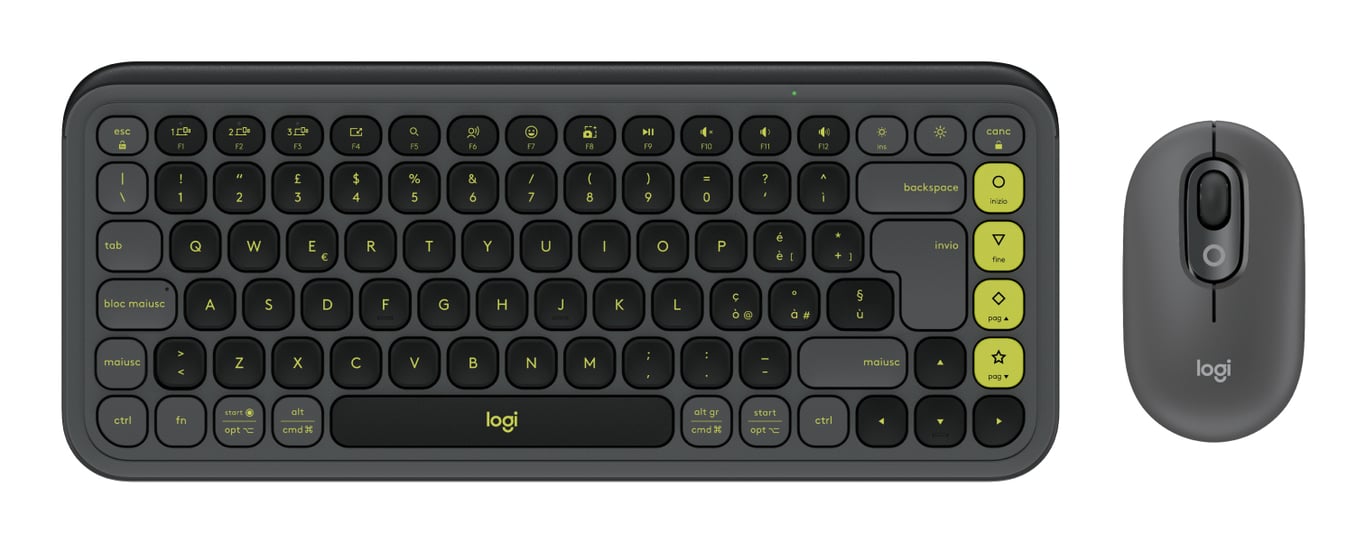 Logitech POP Icon Combo klawiatura Dołączona myszka Uniwersalne Bluetooth QWERTY Indyjski Grafitowy, Zielony