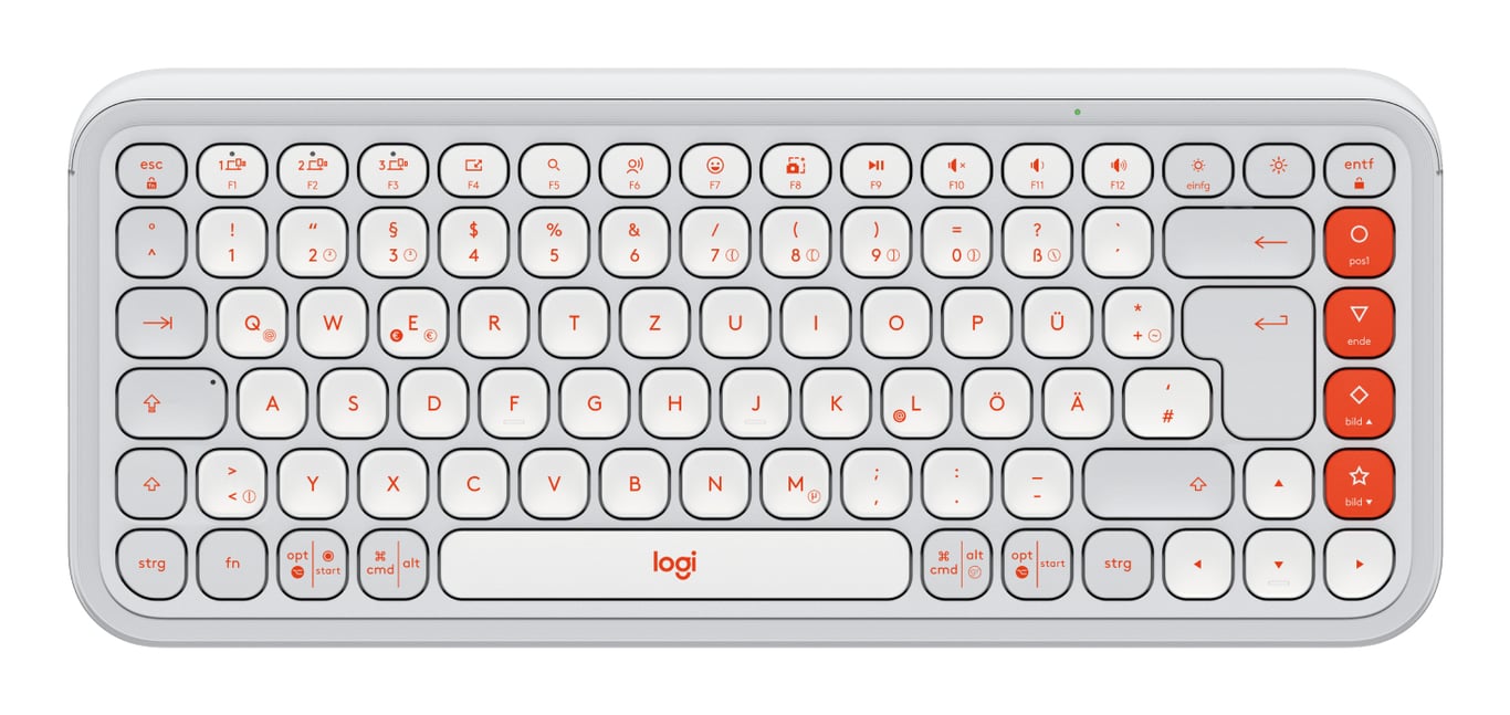 Logitech POP Icon Keys klawiatura Uniwersalne Bluetooth QWERTZ Niemiecki Pomarańczowy, Biały