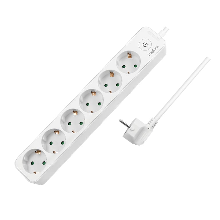 LogiLink LPS247 rozgałęziacz 1,5 m 6 x gniazdo sieciowe Wewnętrzna Biały