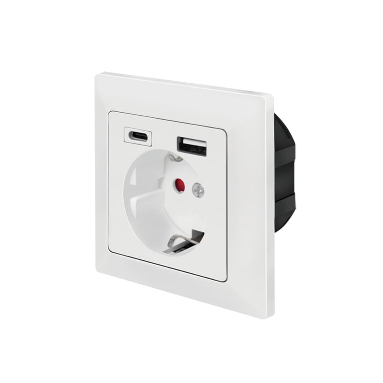 LogiLink PA0262 gniazdko elektryczne CEE 7/3 + USB Biały