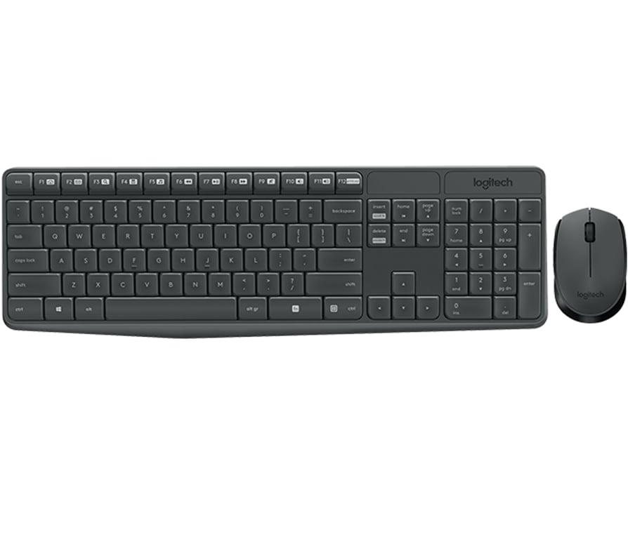 Logitech MK235 klawiatura Dołączona myszka RF Wireless Portugalski Szary
