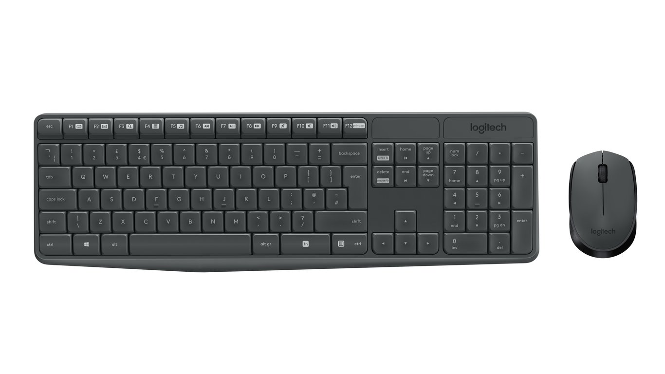 Logitech MK235 Wireless Keyboard and Mouse Combo klawiatura USB QWERTY Skandynawia Szary