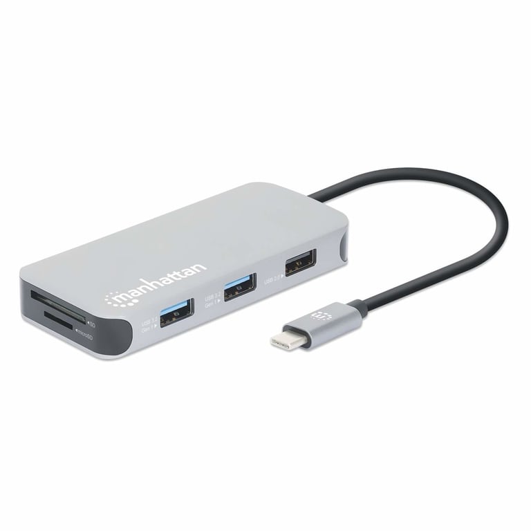 Manhattan 130615 stacja dokująca Przewodowa USB 3.2 Gen 1 (3.1 Gen 1) Type-C Aluminium