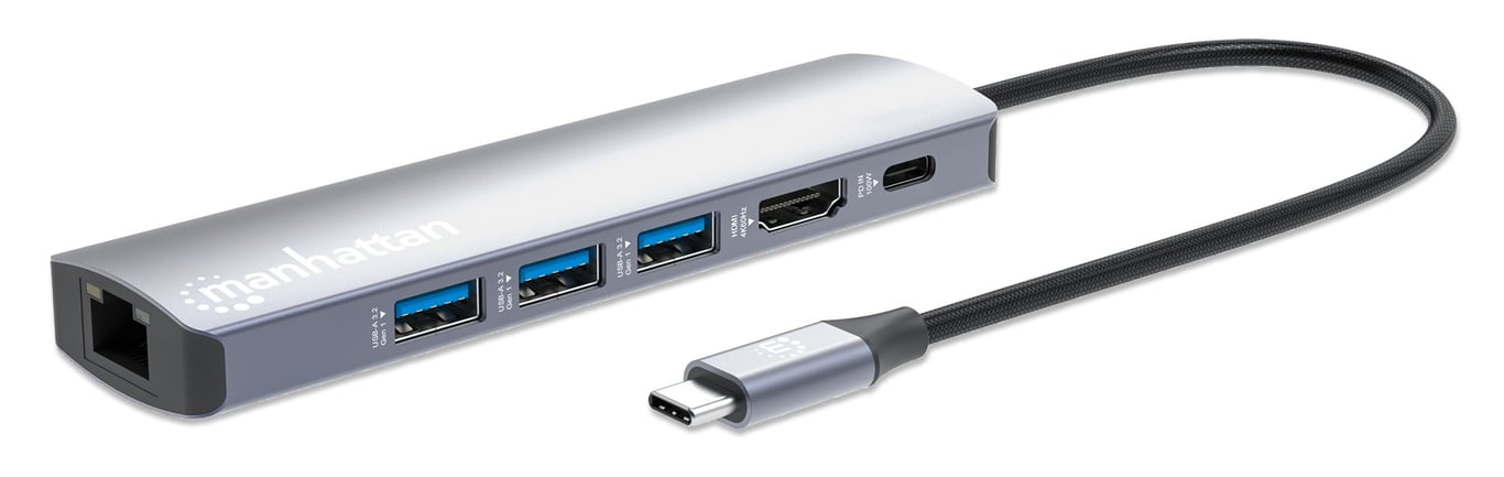 Manhattan 153959 stacja dokująca Przewodowa USB 3.2 Gen 1 (3.1 Gen 1) Type-C Srebrny